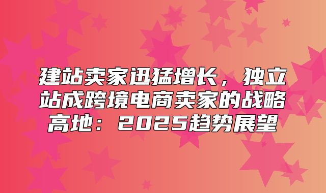 建站卖家迅猛增长，独立站成跨境电商卖家的战略高地：2025趋势展望