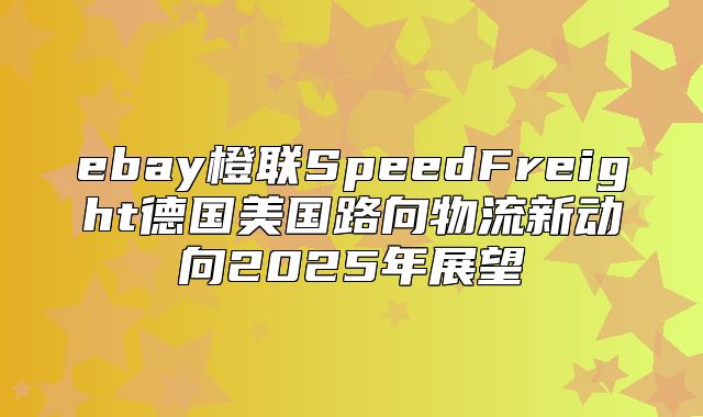 ebay橙联SpeedFreight德国美国路向物流新动向2025年展望