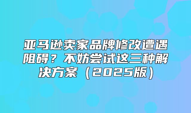 亚马逊卖家品牌修改遭遇阻碍？不妨尝试这三种解决方案2025版