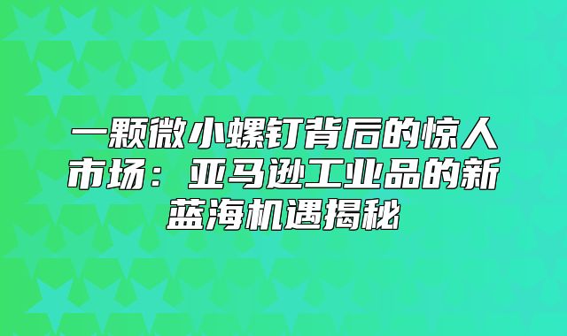 一颗微小螺钉背后的惊人市场：亚马逊工业品的新蓝海机遇揭秘