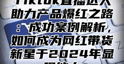 Tiktok直播达人助力产品爆红之路：成功案例解析，如何成为网红带货新星于2025年显现能力