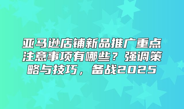 亚马逊店铺新品推广重点注意事项有哪些？强调策略与技巧，备战2025