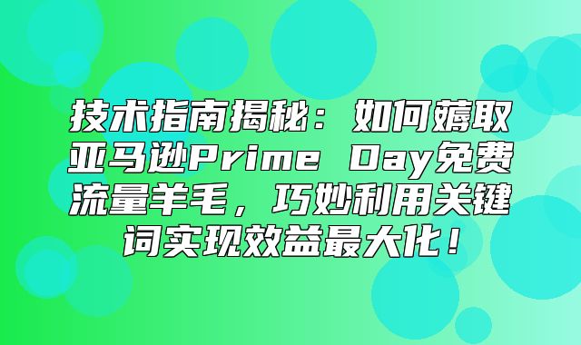 技术指南揭秘：如何薅取亚马逊Prime Day免费流量羊毛，巧妙利用关键词实现效益最大化！