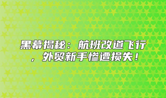 黑幕揭秘：航班改道飞行，外贸新手惨遭损失！