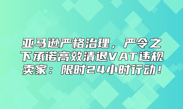 亚马逊严格治理，严令之下承诺高效清退VAT违规卖家：限时24小时行动！