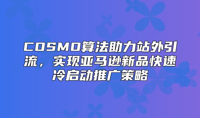 COSMO算法助力站外引流，实现亚马逊新品快速冷启动推广策略