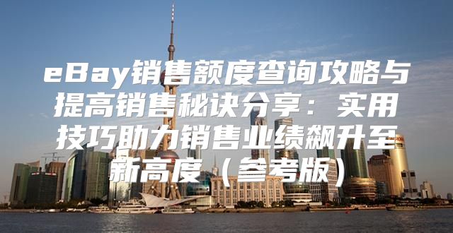 eBay销售额度查询攻略与提高销售秘诀分享：实用技巧助力销售业绩飙升至新高度参考版