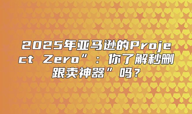 2025年亚马逊的Project Zero”：你了解秒删跟卖神器”吗？