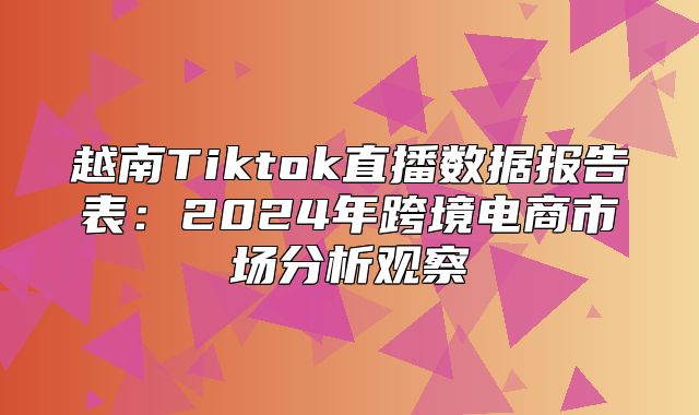 越南Tiktok直播数据报告表：2025年跨境电商市场分析观察