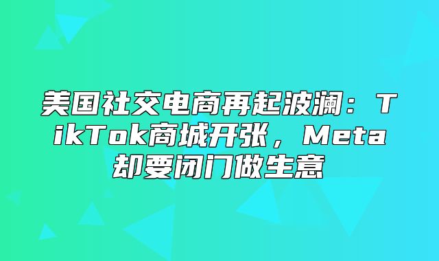 美国社交电商再起波澜：TikTok商城开张，Meta却要闭门做生意