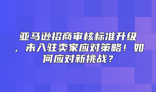 亚马逊招商审核标准升级，未入驻卖家应对策略！如何应对新挑战？
