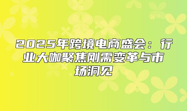2025年跨境电商盛会：行业大咖聚焦刚需变革与市场洞见