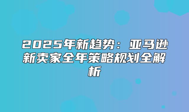 2025年新趋势：亚马逊新卖家全年策略规划全解析