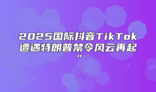 2025国际抖音TikTok遭遇特朗普禁令风云再起”