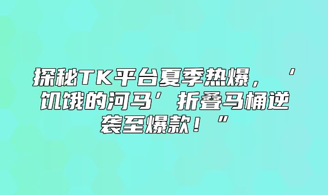 探秘TK平台夏季热爆，‘饥饿的河马’折叠马桶逆袭至爆款！”
