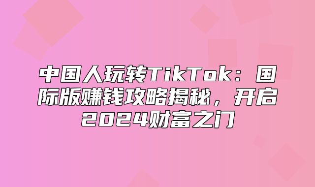 中国人玩转TikTok：国际版赚钱攻略揭秘，开启2025财富之门
