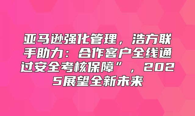 亚马逊强化管理，浩方联手助力：合作客户全线通过安全考核保障”，2025展望全新未来