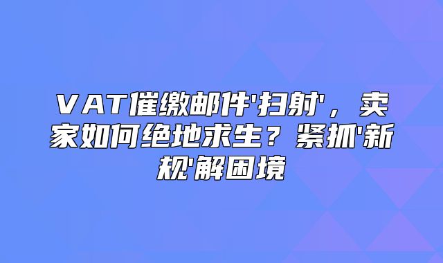 VAT催缴邮件'扫射'，卖家如何绝地求生？紧抓'新规'解困境