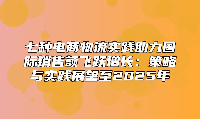 七种电商物流实践助力国际销售额飞跃增长：策略与实践展望至2025年