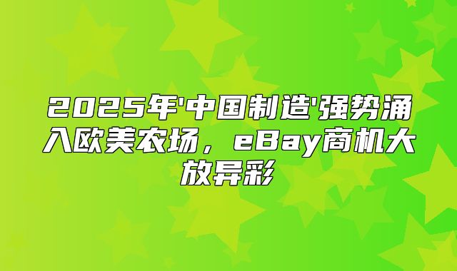 2025年'中国制造'强势涌入欧美农场，eBay商机大放异彩