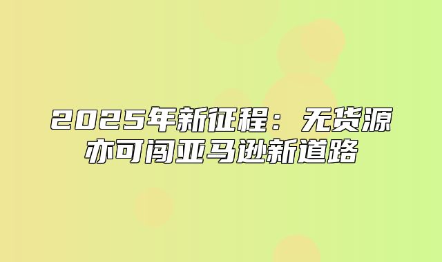 2025年新征程：无货源亦可闯亚马逊新道路