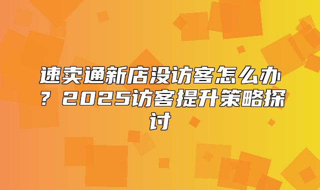 速卖通新店没访客怎么办？2025访客提升策略探讨