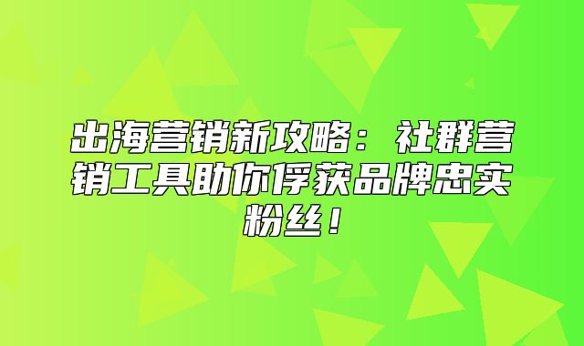 出海营销新攻略：社群营销工具助你俘获品牌忠实粉丝！