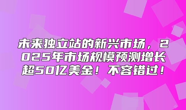 未来独立站的新兴市场，2025年市场规模预测增长超50亿美金！不容错过！