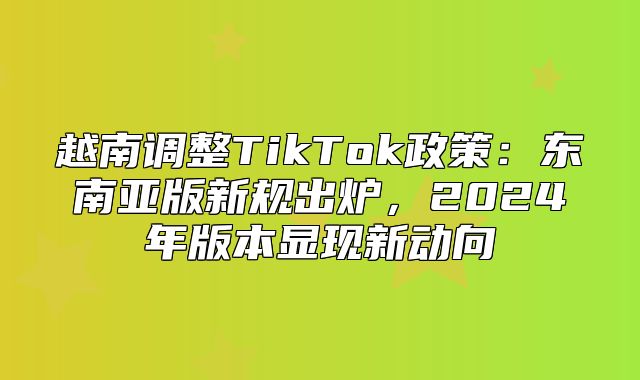 越南调整TikTok政策：东南亚版新规出炉，2025年版本显现新动向