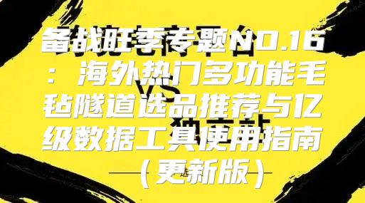 备战旺季专题NO.16：海外热门多功能毛毡隧道选品推荐与亿级数据工具使用指南更新版
