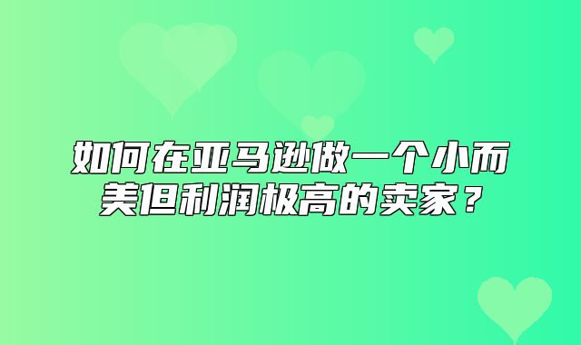 如何在亚马逊做一个小而美但利润极高的卖家？