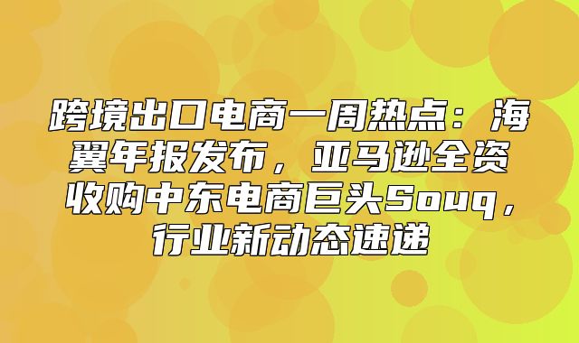 跨境出口电商一周热点：海翼年报发布，亚马逊全资收购中东电商巨头Souq，行业新动态速递