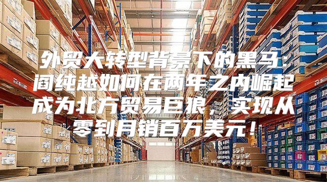 外贸大转型背景下的黑马：阎纯越如何在两年之内崛起成为北方贸易巨狼，实现从零到月销百万美元！
