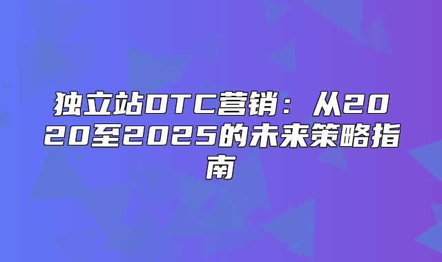 独立站DTC营销：从2020至2025的未来策略指南