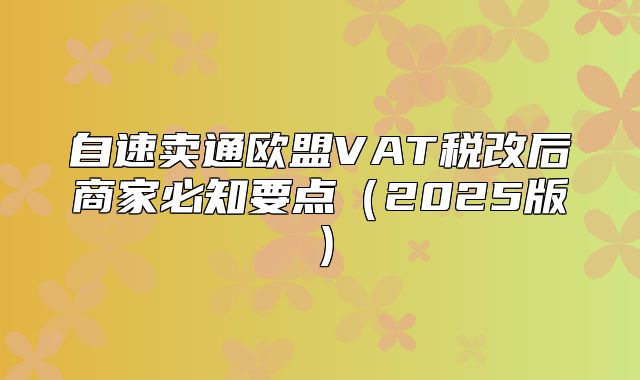 自速卖通欧盟VAT税改后商家必知要点2025版