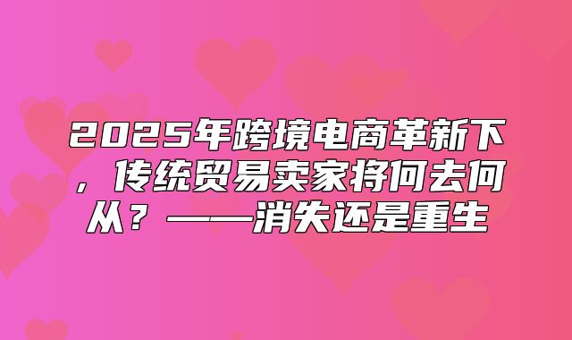 2025年跨境电商革新下，传统贸易卖家将何去何从？——消失还是重生