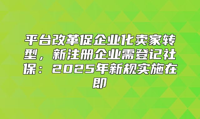 平台改革促企业化卖家转型，新注册企业需登记社保：2025年新规实施在即
