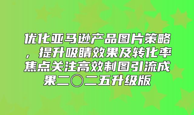 优化亚马逊产品图片策略，提升吸睛效果及转化率焦点关注高效制图引流成果二〇二五升级版