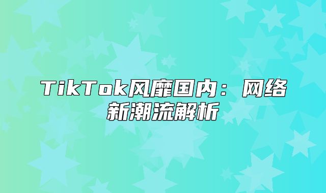 TikTok风靡国内：网络新潮流解析
