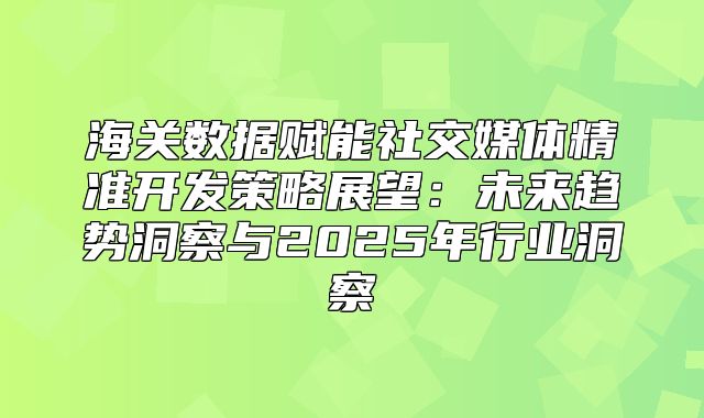 海关数据赋能社交媒体精准开发策略展望：未来趋势洞察与2025年行业洞察