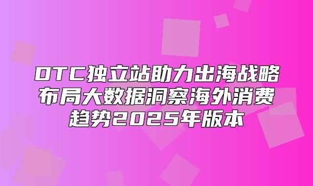 DTC独立站助力出海战略布局大数据洞察海外消费趋势2025年版本