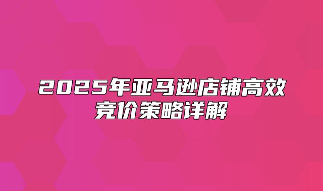 2025年亚马逊店铺高效竞价策略详解