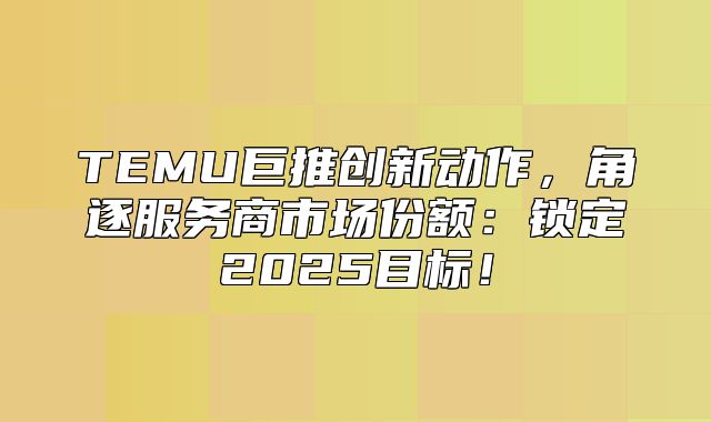 TEMU巨推创新动作，角逐服务商市场份额：锁定2025目标！