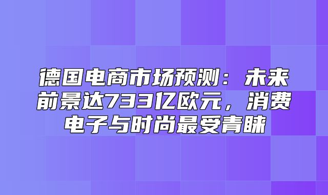 德国电商市场预测：未来前景达733亿欧元，消费电子与时尚最受青睐