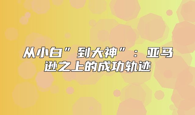从小白”到大神”：亚马逊之上的成功轨迹