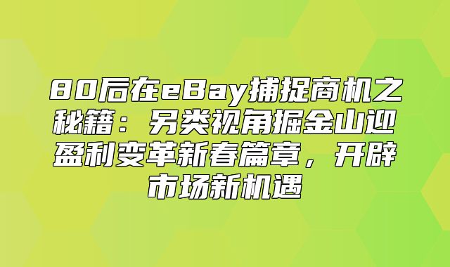 80后在eBay捕捉商机之秘籍：另类视角掘金山迎盈利变革新春篇章，开辟市场新机遇