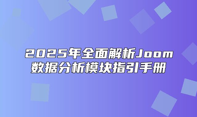 2025年全面解析Joom数据分析模块指引手册