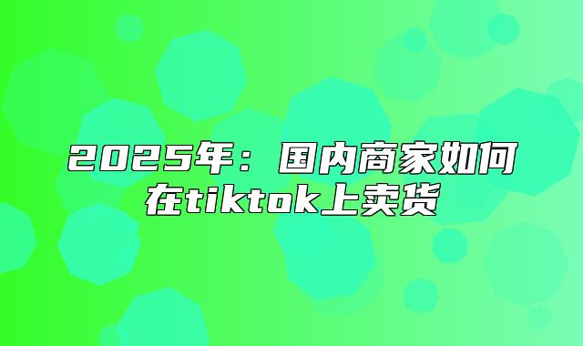 2025年：国内商家如何在tiktok上卖货