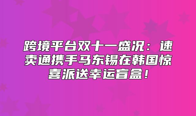 跨境平台双十一盛况：速卖通携手马东锡在韩国惊喜派送幸运盲盒！