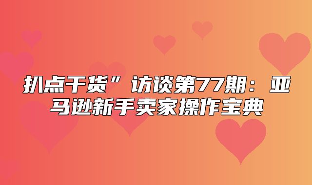 扒点干货”访谈第77期：亚马逊新手卖家操作宝典
